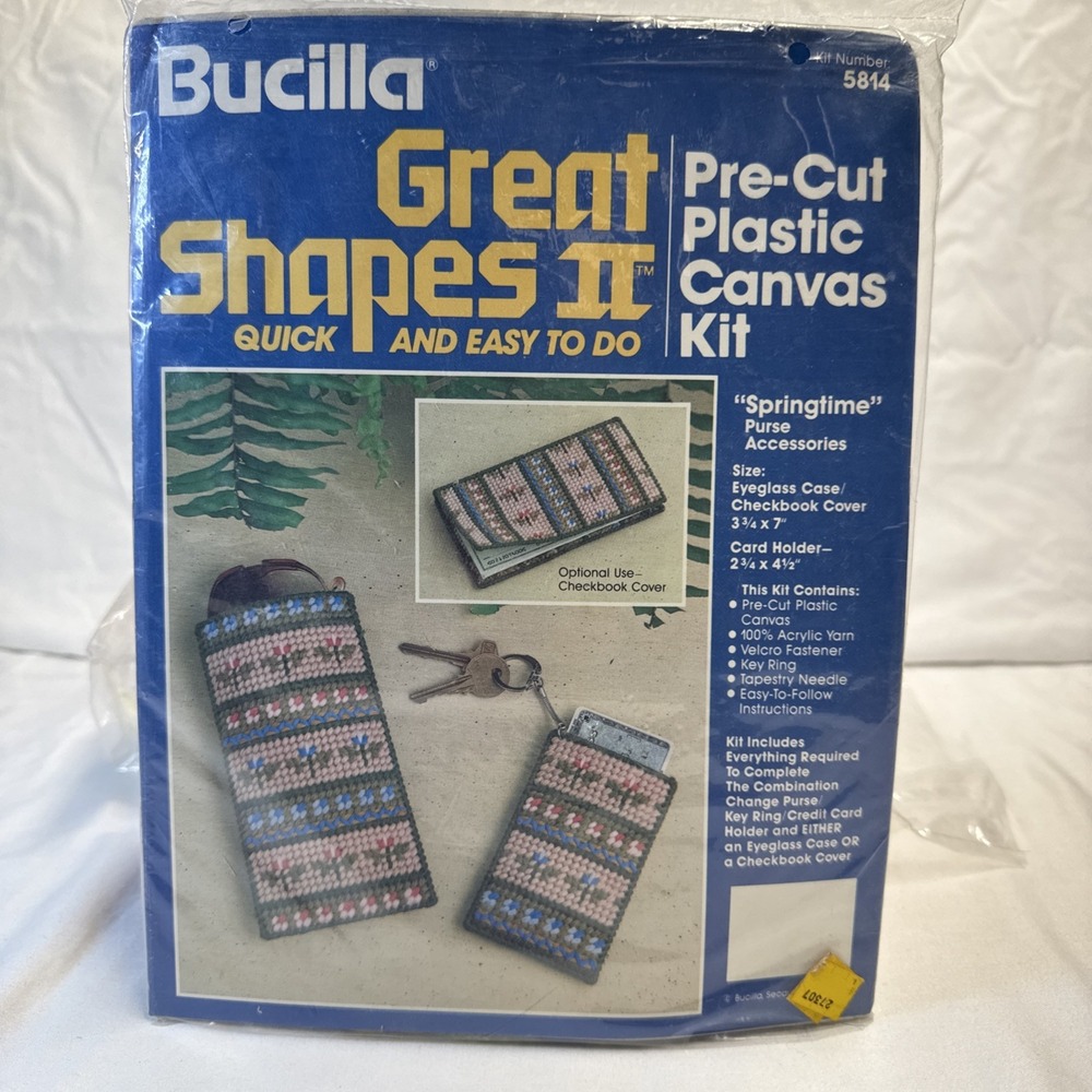 Bucilla Springtime Purse Accessory Plastic Canvas Kit Eyeglass Case + Vintage